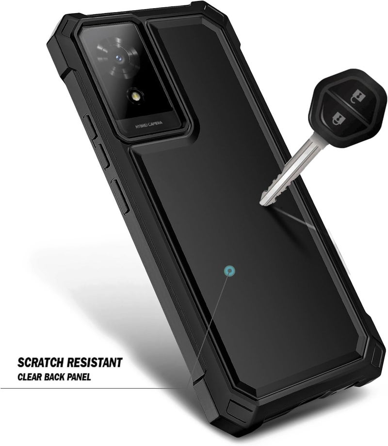 WDHD Compatible with TCL K24 & K23 & TCL 50 LE Phone Case Black | Full-Body Protective Shockproof Rugged Bumper Cover with Screen Protector, Raised Corners Drop Protection - Image 4